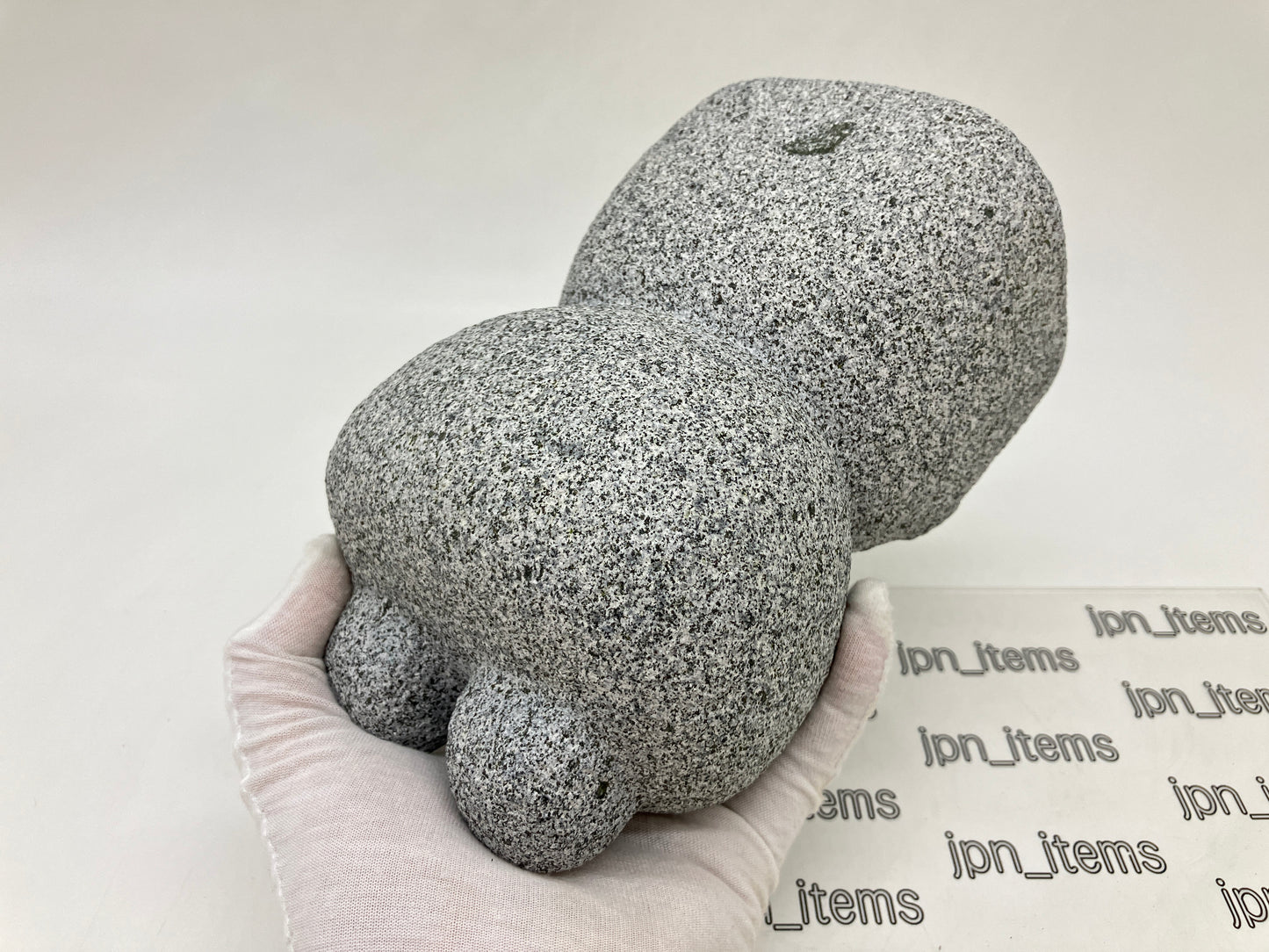 Frog Gray Granite Stone Sculpture Handmade Japanese