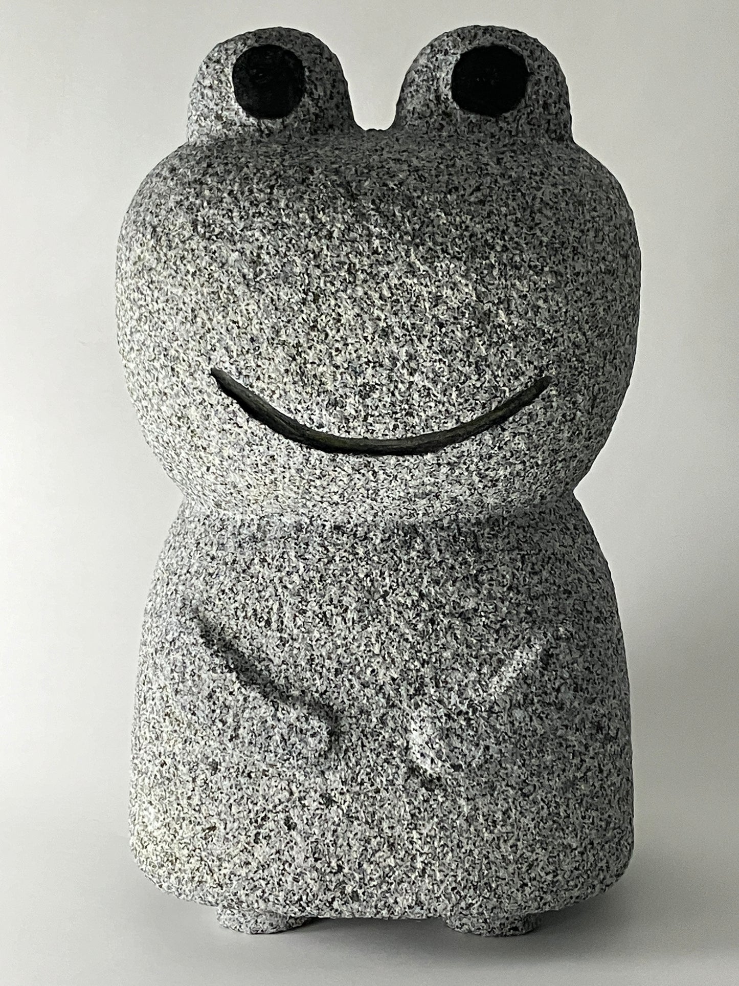 Frog Gray Granite Stone Sculpture Handmade Japanese