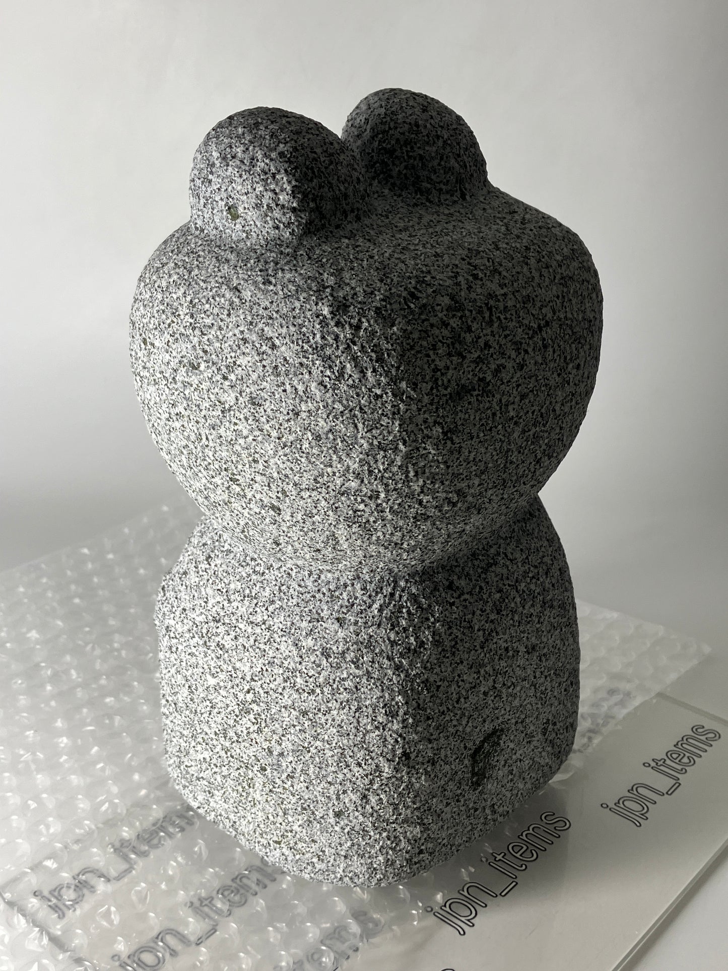 Frog Gray Granite Stone Sculpture Handmade Japanese