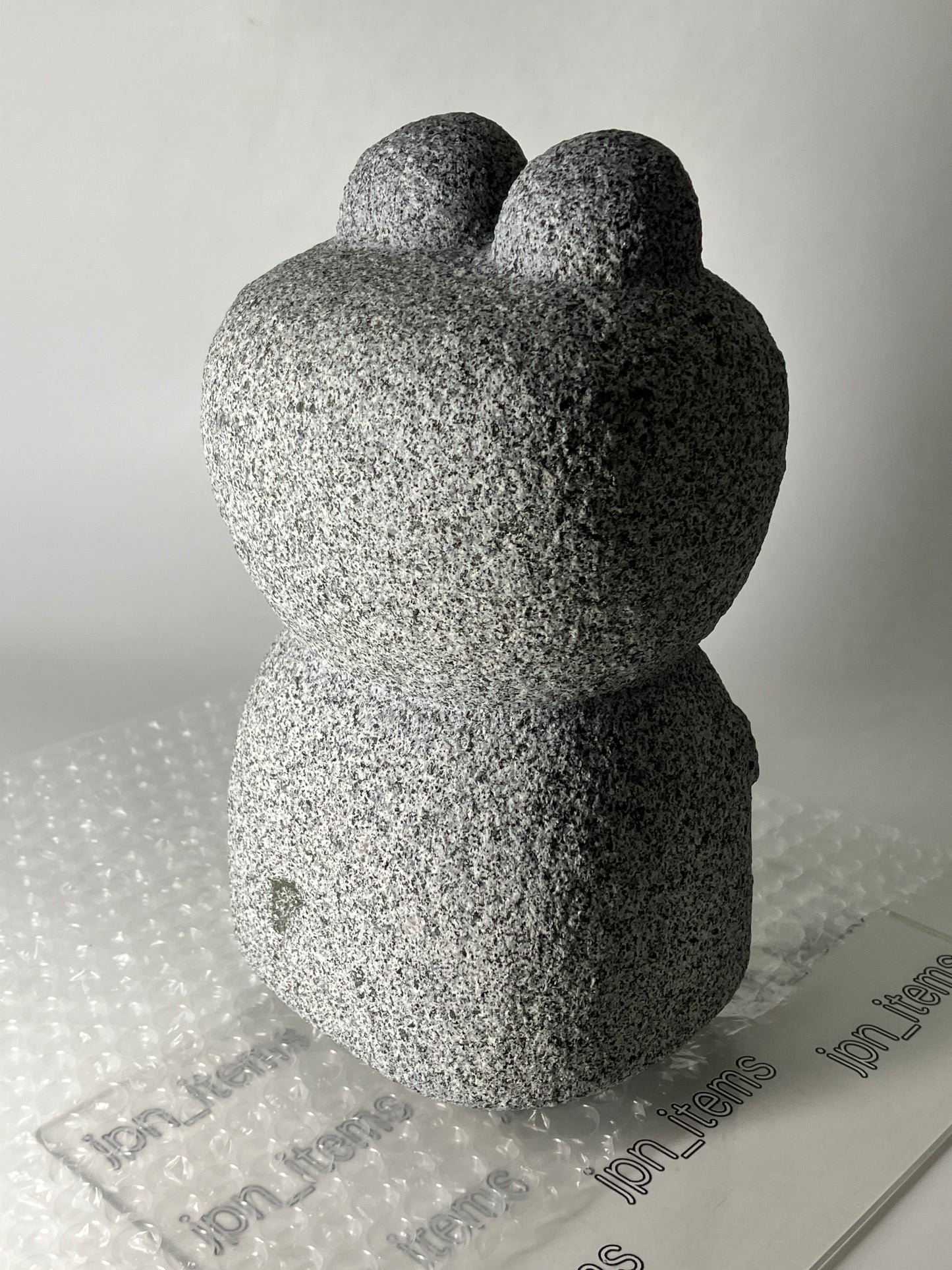 Frog Gray Granite Stone Sculpture Handmade Japanese