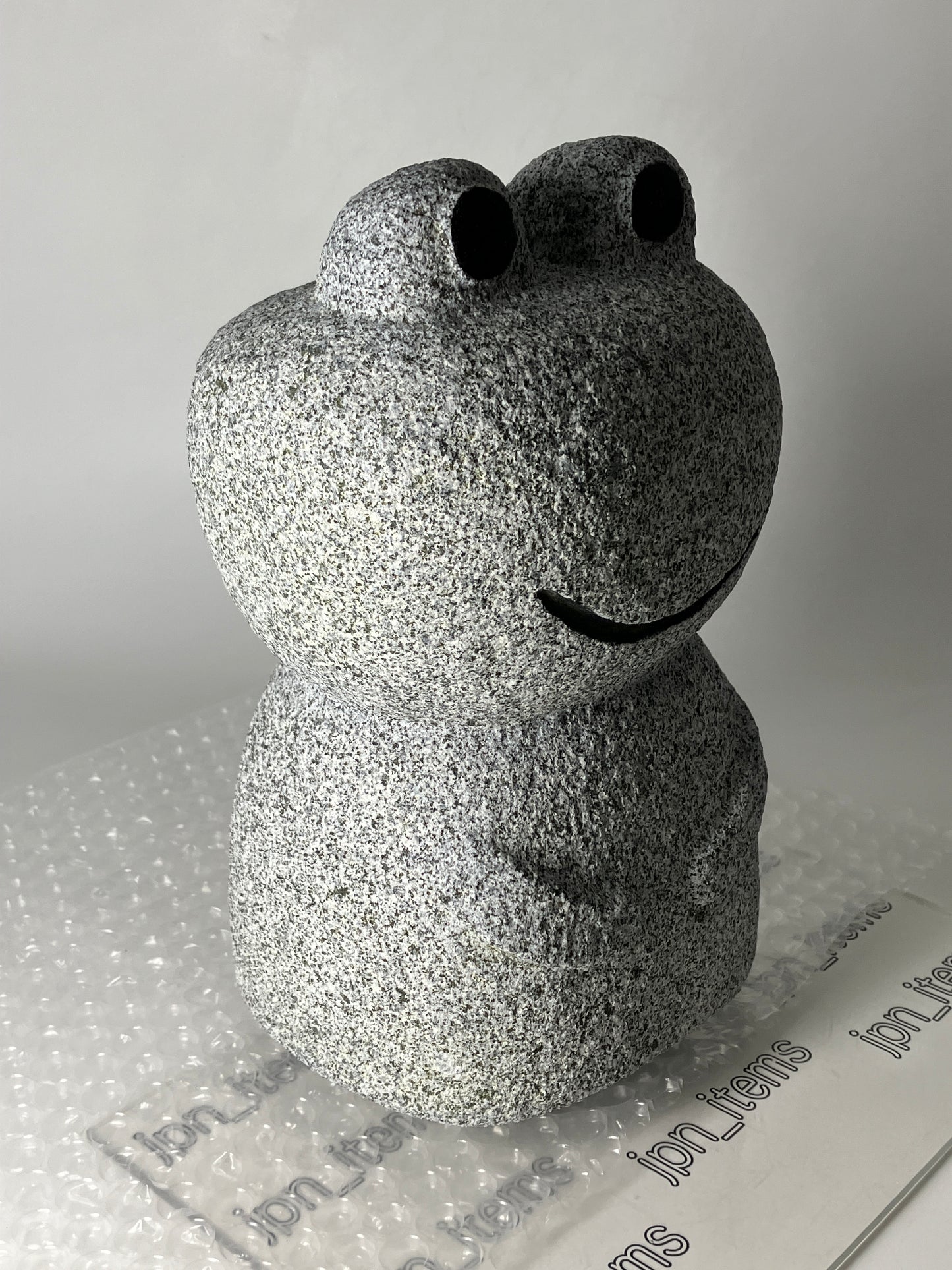 Frog Gray Granite Stone Sculpture Handmade Japanese