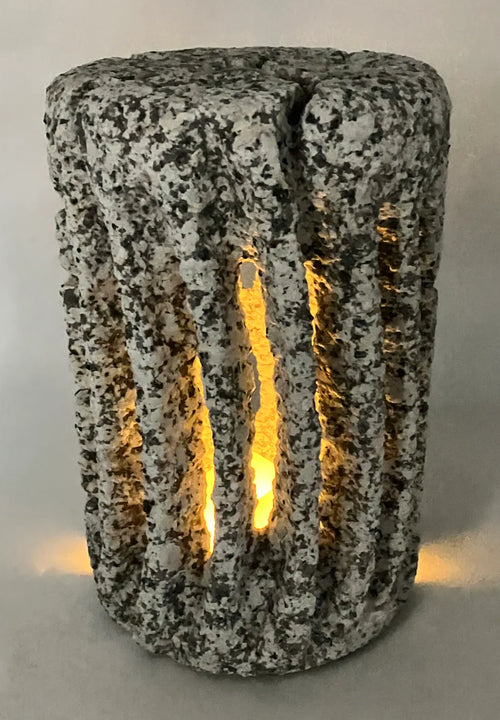 Hirukawa Granite Stone Lantern Lampshade Cylinder Japan Stone Craft for LED Lighting