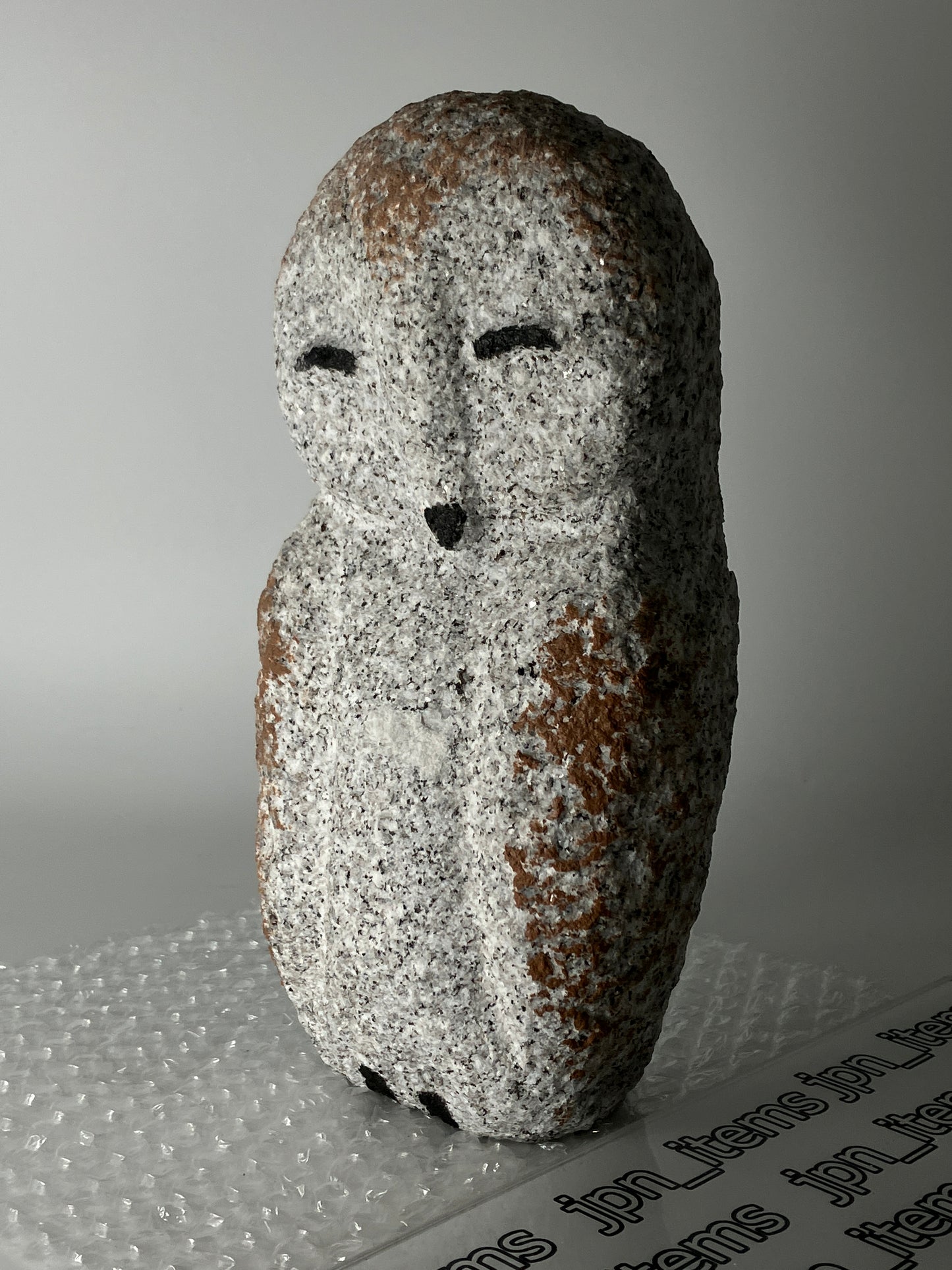 Owl Granite Gray Stone Sculpture Handmade Japanese Garden Bird