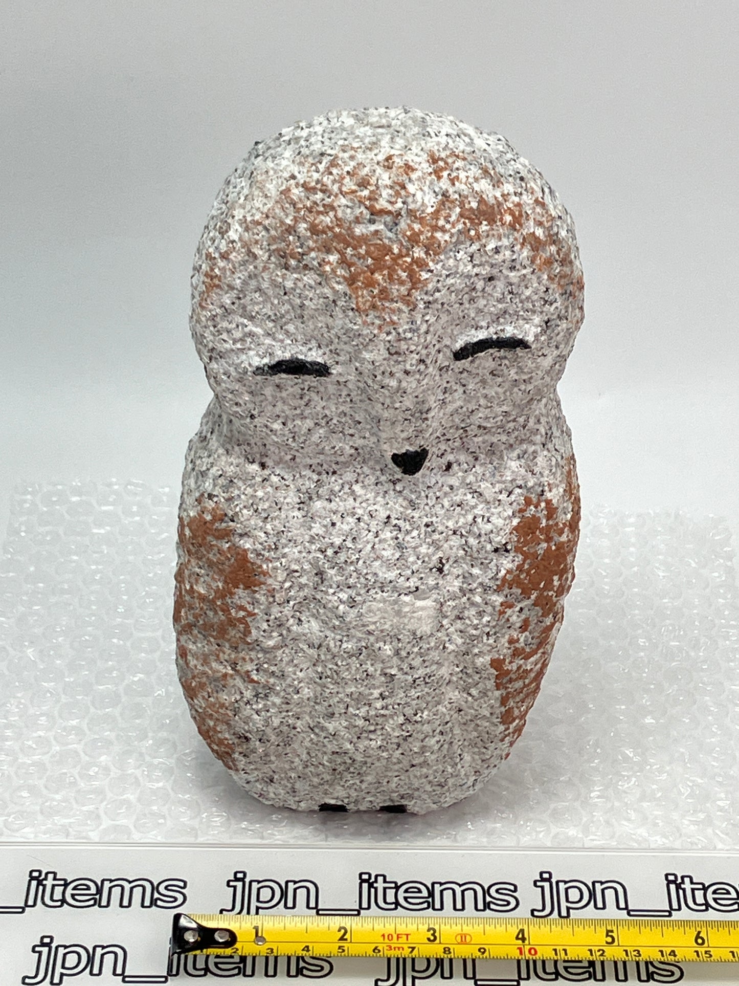 Owl Granite Gray Stone Sculpture Handmade Japanese Garden Bird