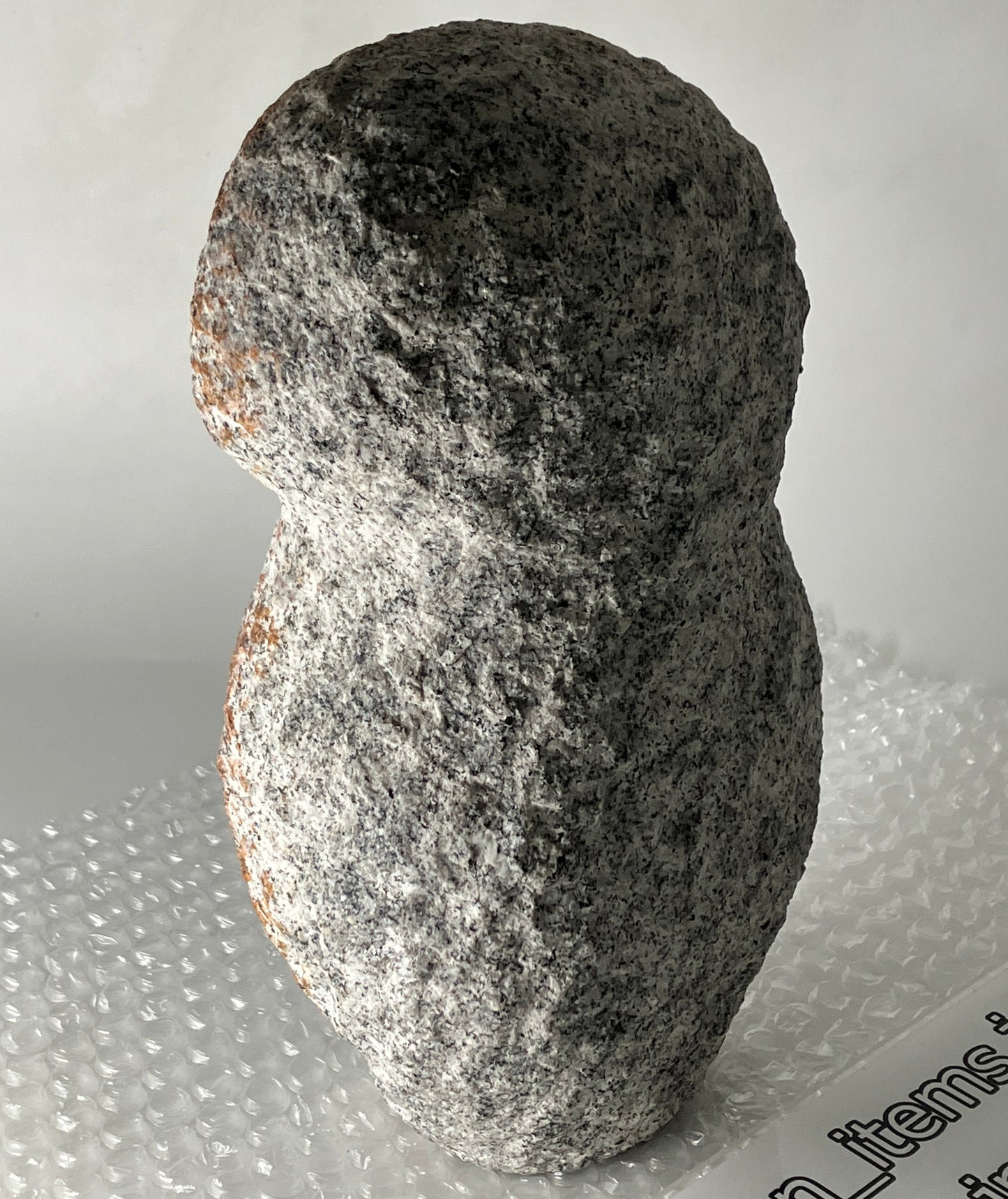 Owl Granite Gray Stone Sculpture Handmade Japanese Garden Bird