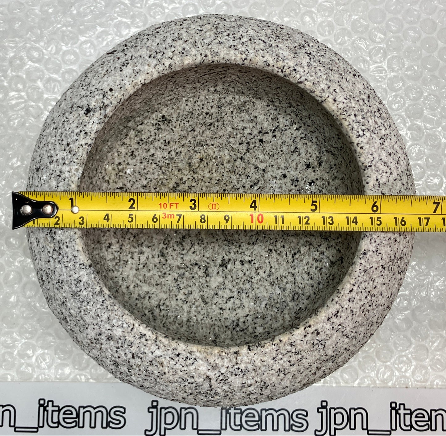 Small Granite Stone Water Bowl 6.6 in Chozubachi Japanese Garden Ornament Statue