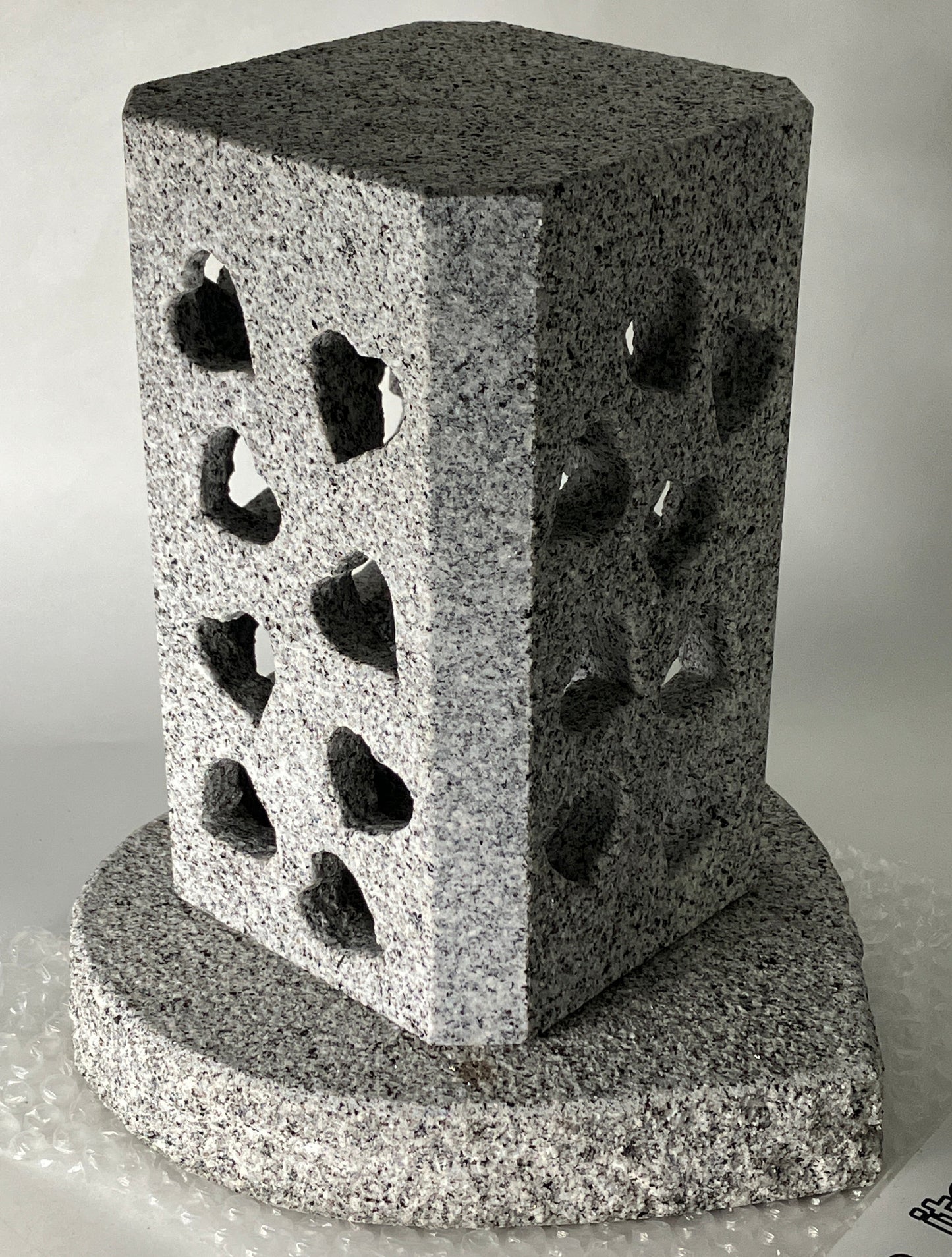 Handmade Granite Stone Lantern Heart Cutouts Japanese Stone Art for Candle LED