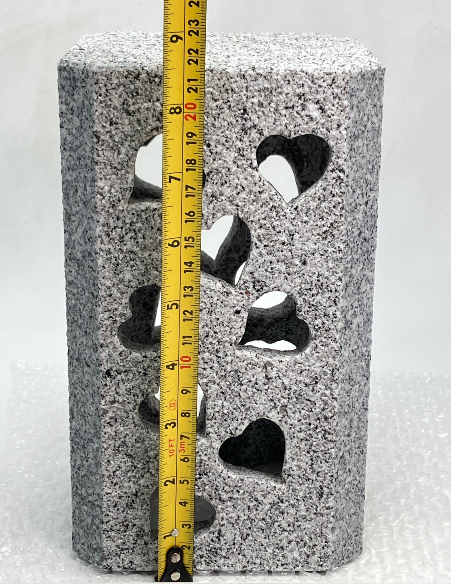 Handmade Granite Stone Lantern Heart Cutouts Japanese Stone Art for Candle LED