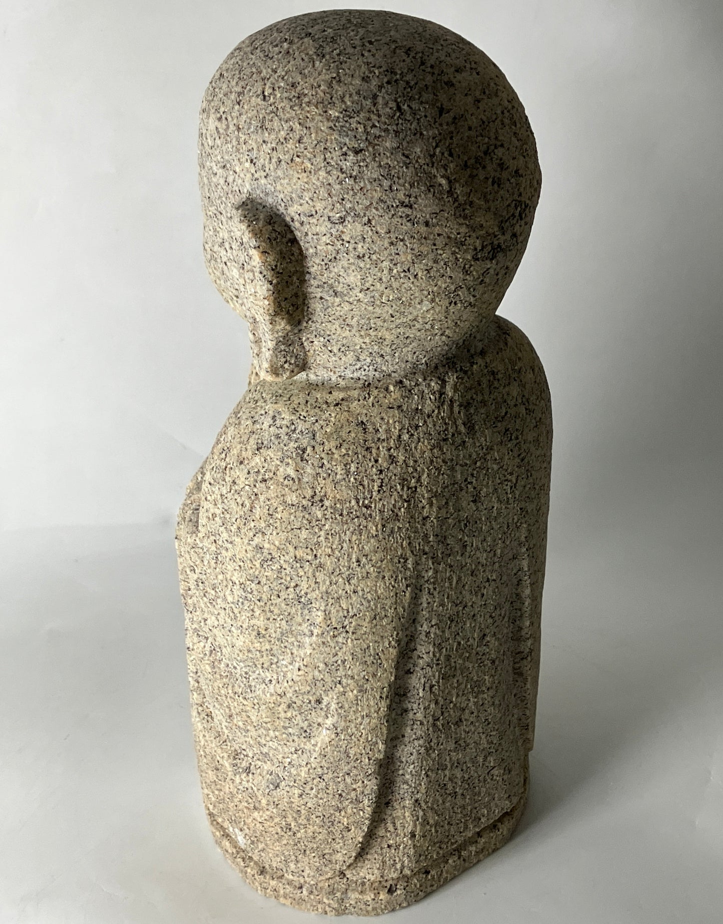 Brown Gasshou Jizo Ojizo-Sama Granite Stone Sculpture Handmade Japan