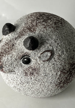 Small Gray White Cow Granite Stone Sculpture Handmade Japan