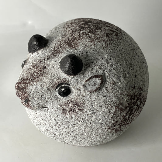 Small Gray White Cow Granite Stone Sculpture Handmade Japan