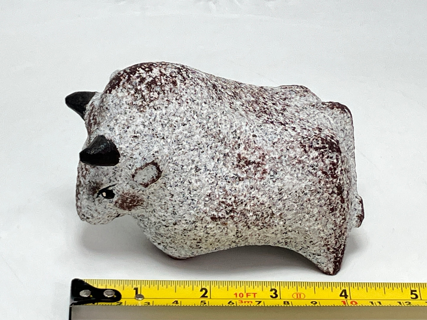 Small Gray Bull Cow Granite Stone Sculpture Handmade Japan