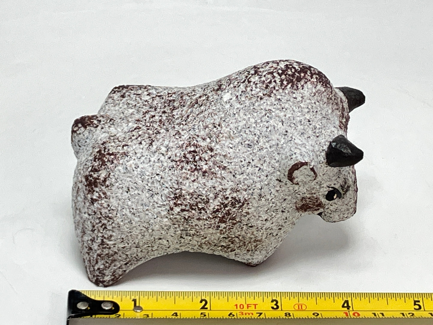 Small Gray Bull Cow Granite Stone Sculpture Handmade Japan