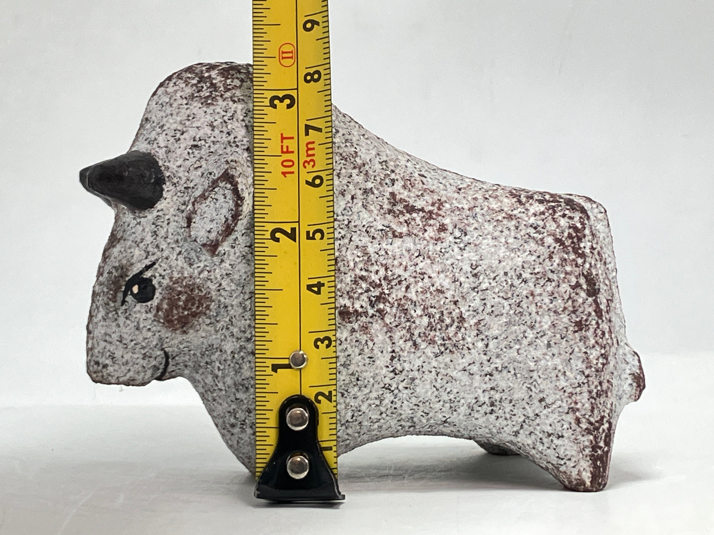 Small Gray Bull Cow Granite Stone Sculpture Handmade Japan