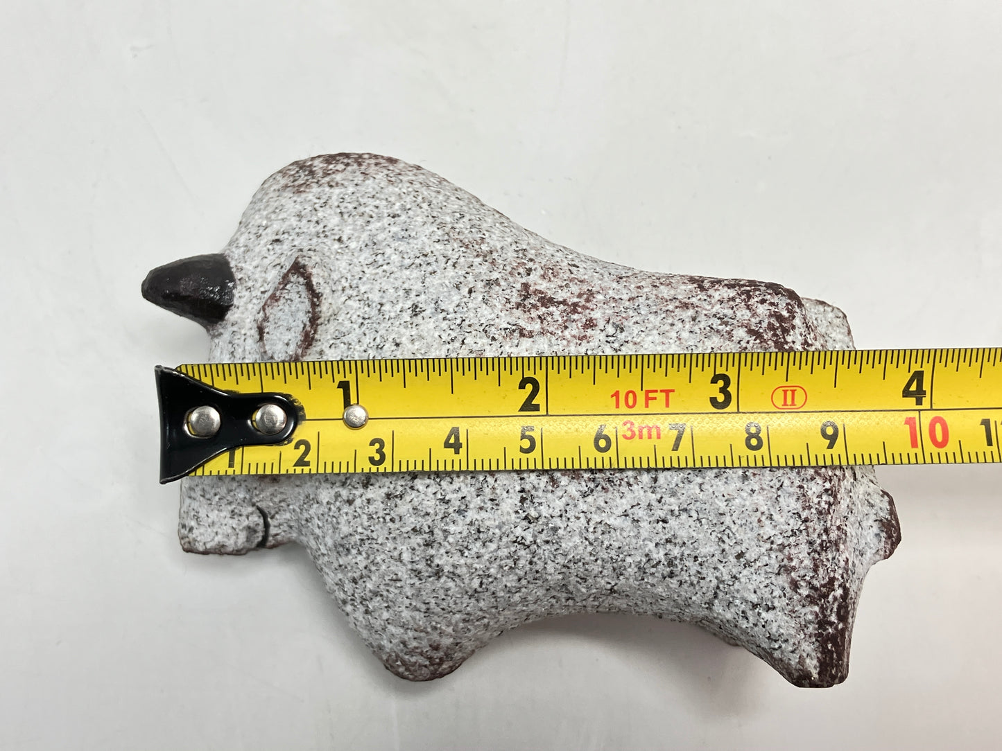 Small Gray Bull Cow Granite Stone Sculpture Handmade Japan