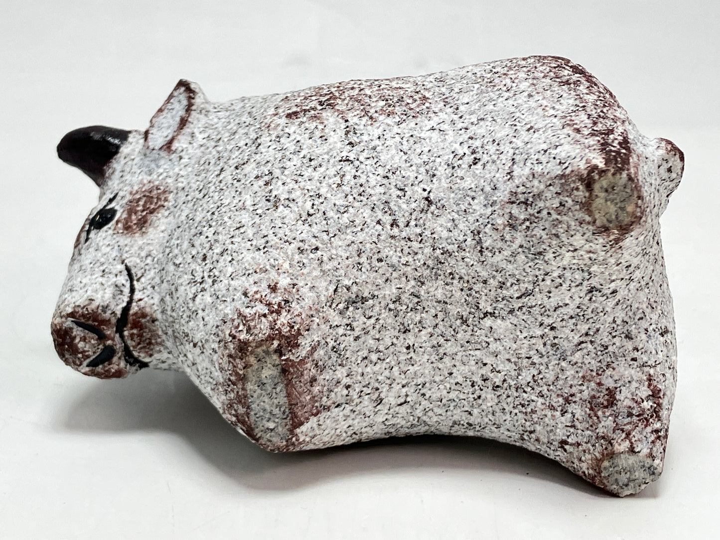 Small Gray Bull Cow Granite Stone Sculpture Handmade Japan