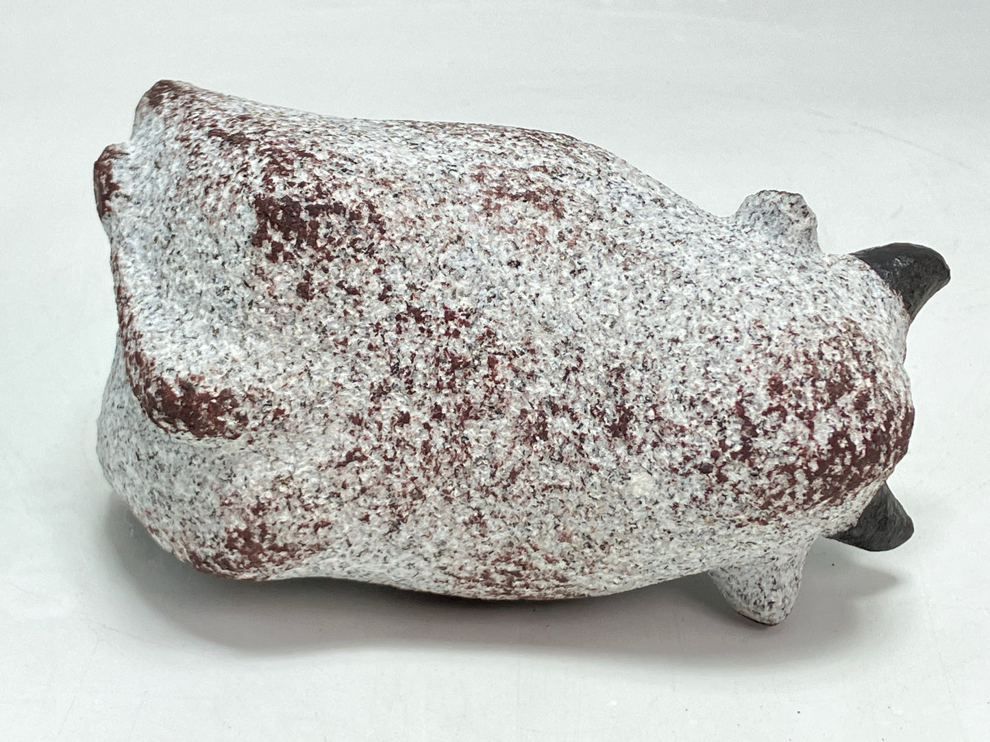 Small Gray Bull Cow Granite Stone Sculpture Handmade Japan