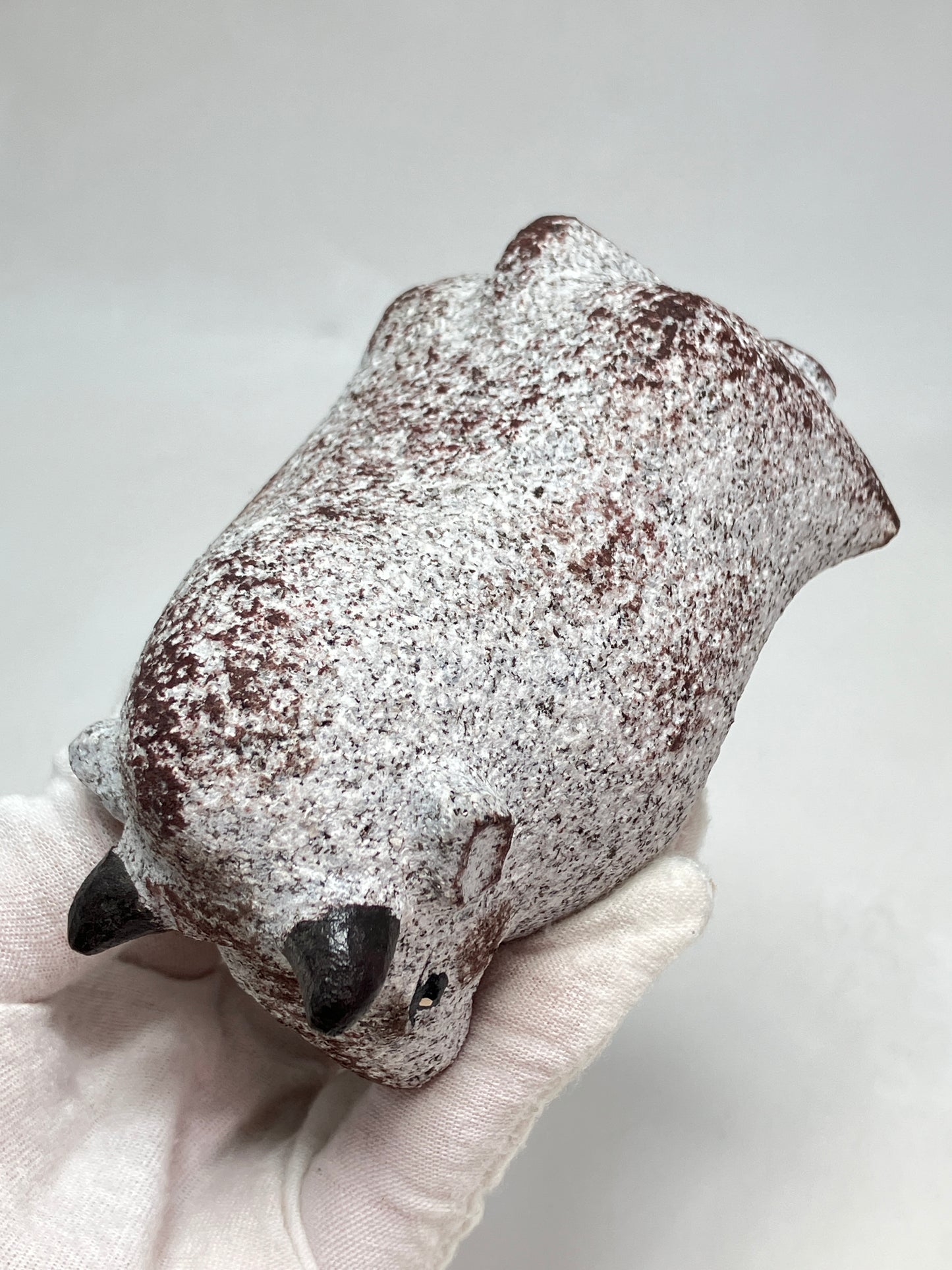 Small Gray Bull Cow Granite Stone Sculpture Handmade Japan