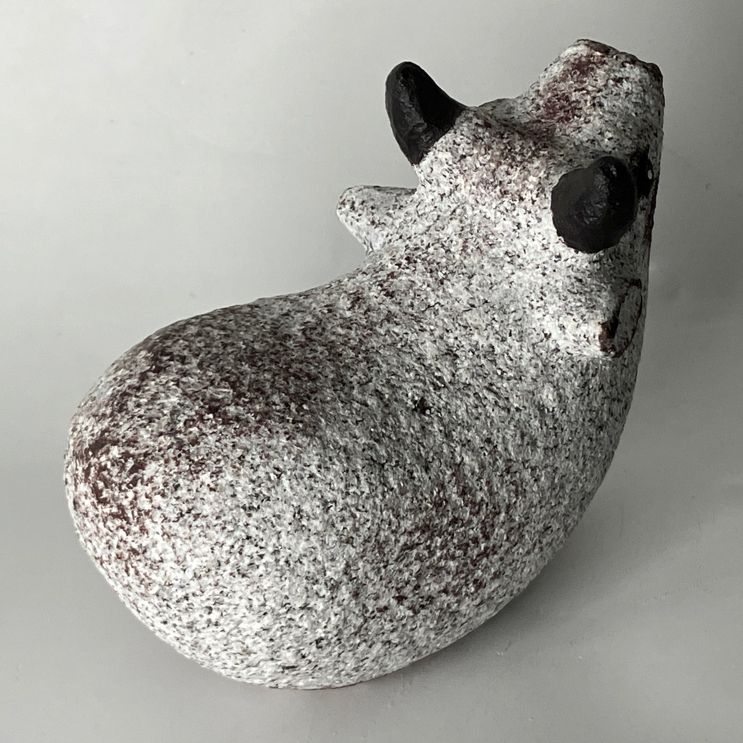 Small Gray Cow Figurine Granite Stone Sculpture Handmade Japan