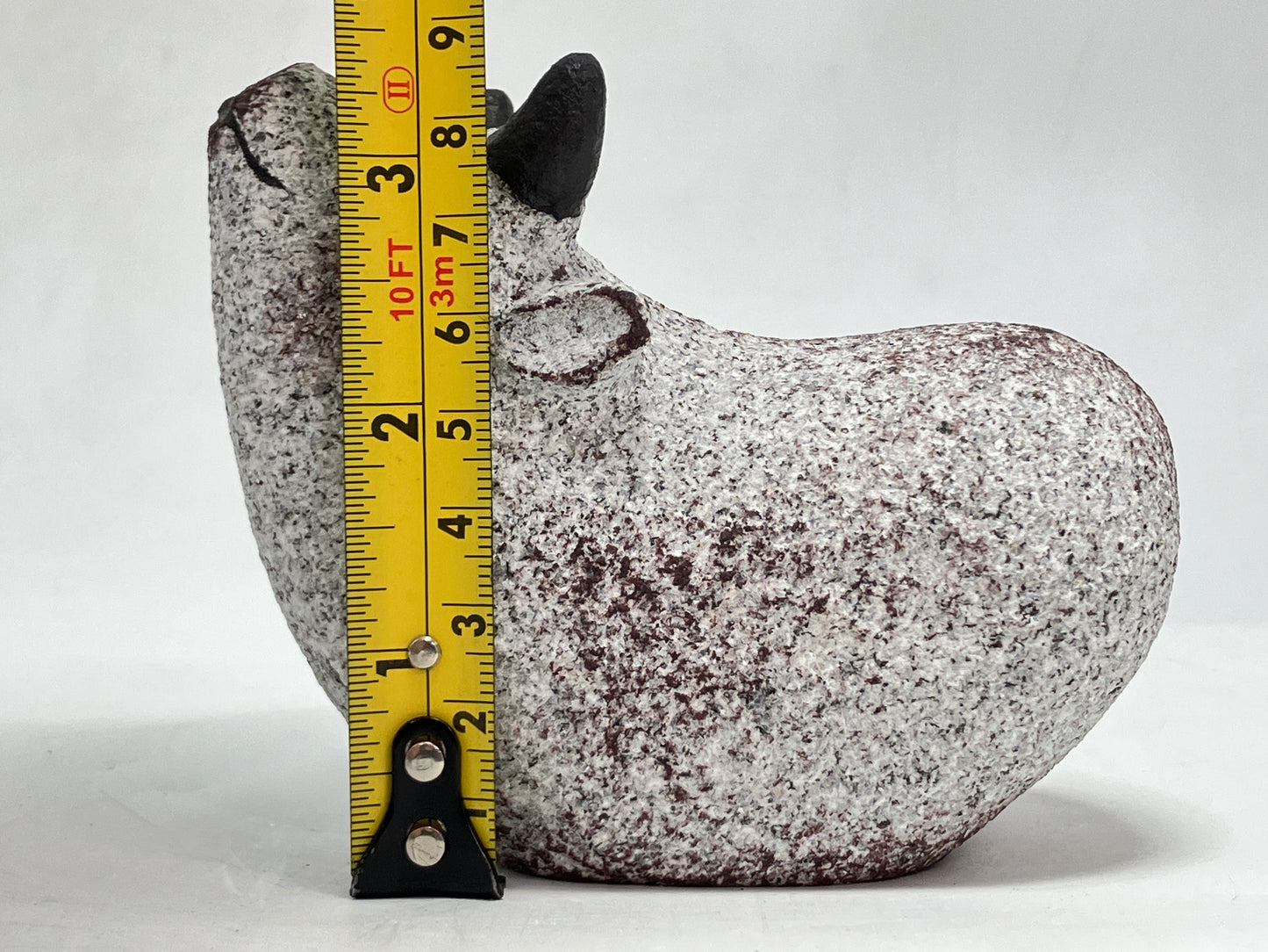 Small Gray Cow Figurine Granite Stone Sculpture Handmade Japan