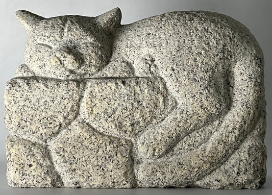 Stone Sleeping Cat Statue