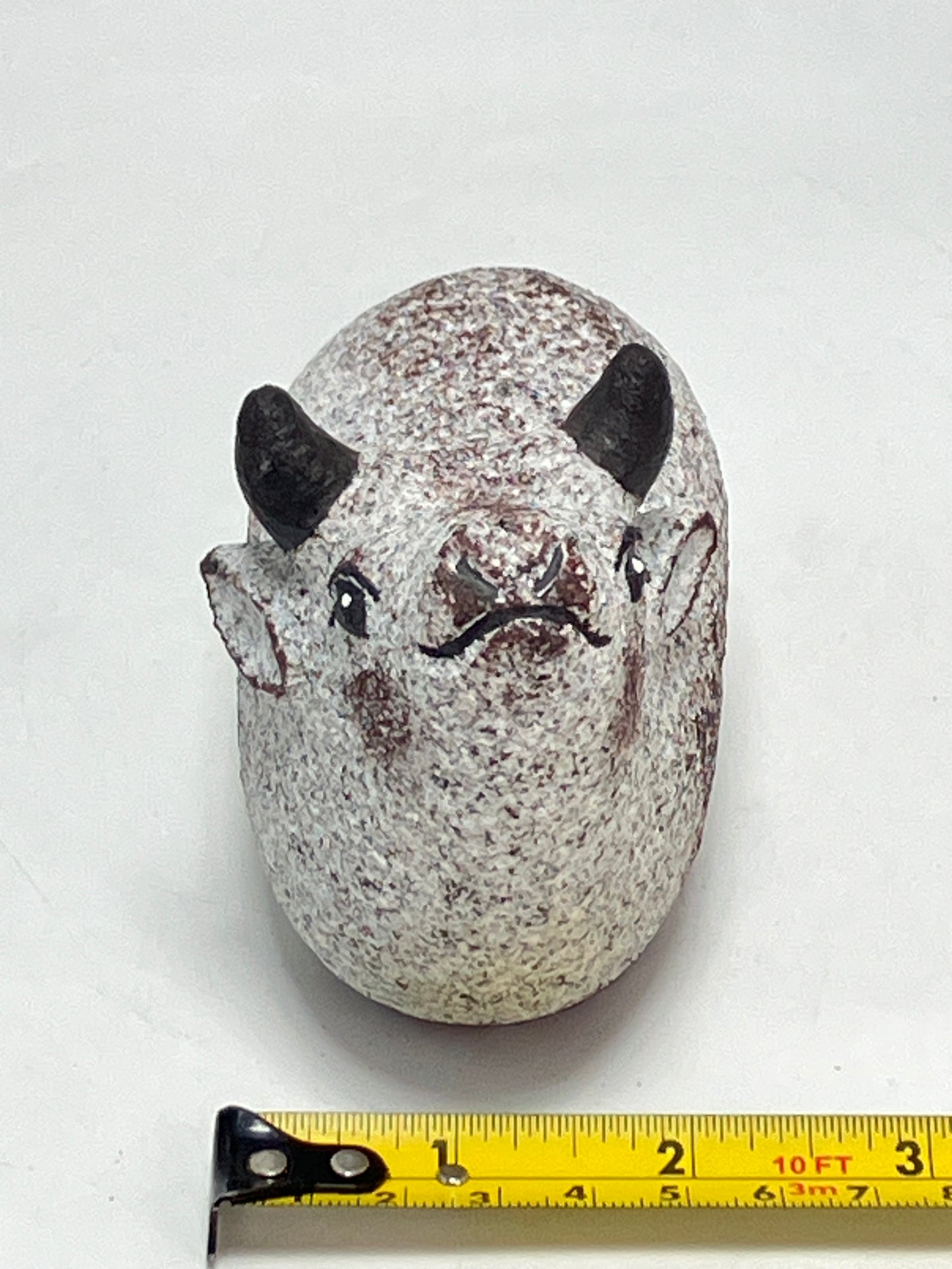 Small Gray Cow Figurine Granite Stone Sculpture Handmade Japan