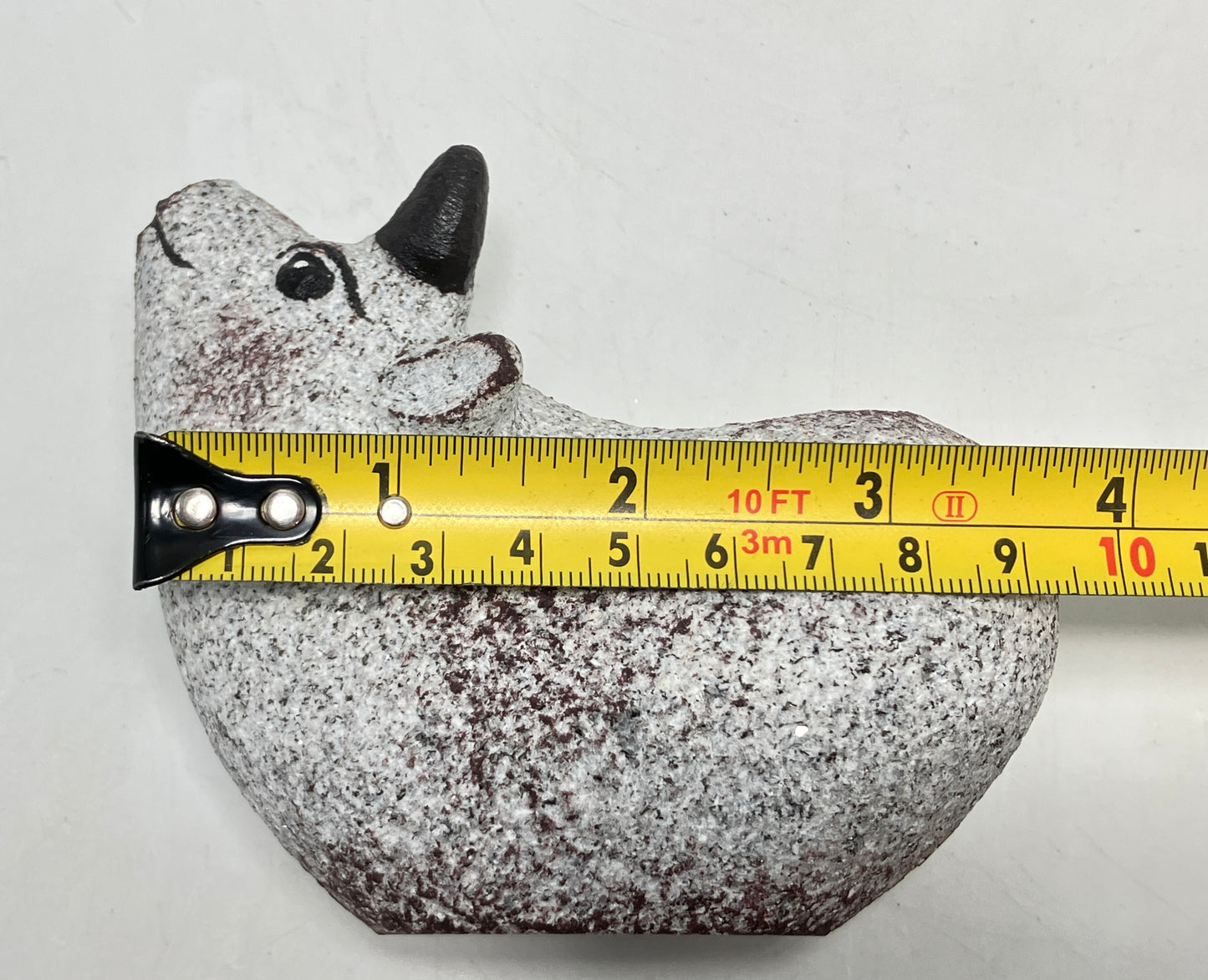 Small Gray Cow Figurine Granite Stone Sculpture Handmade Japan