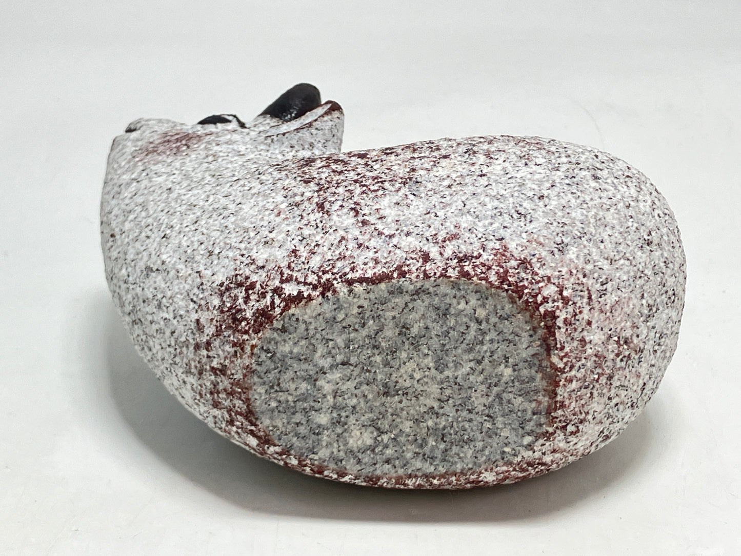 Small Gray Cow Figurine Granite Stone Sculpture Handmade Japan