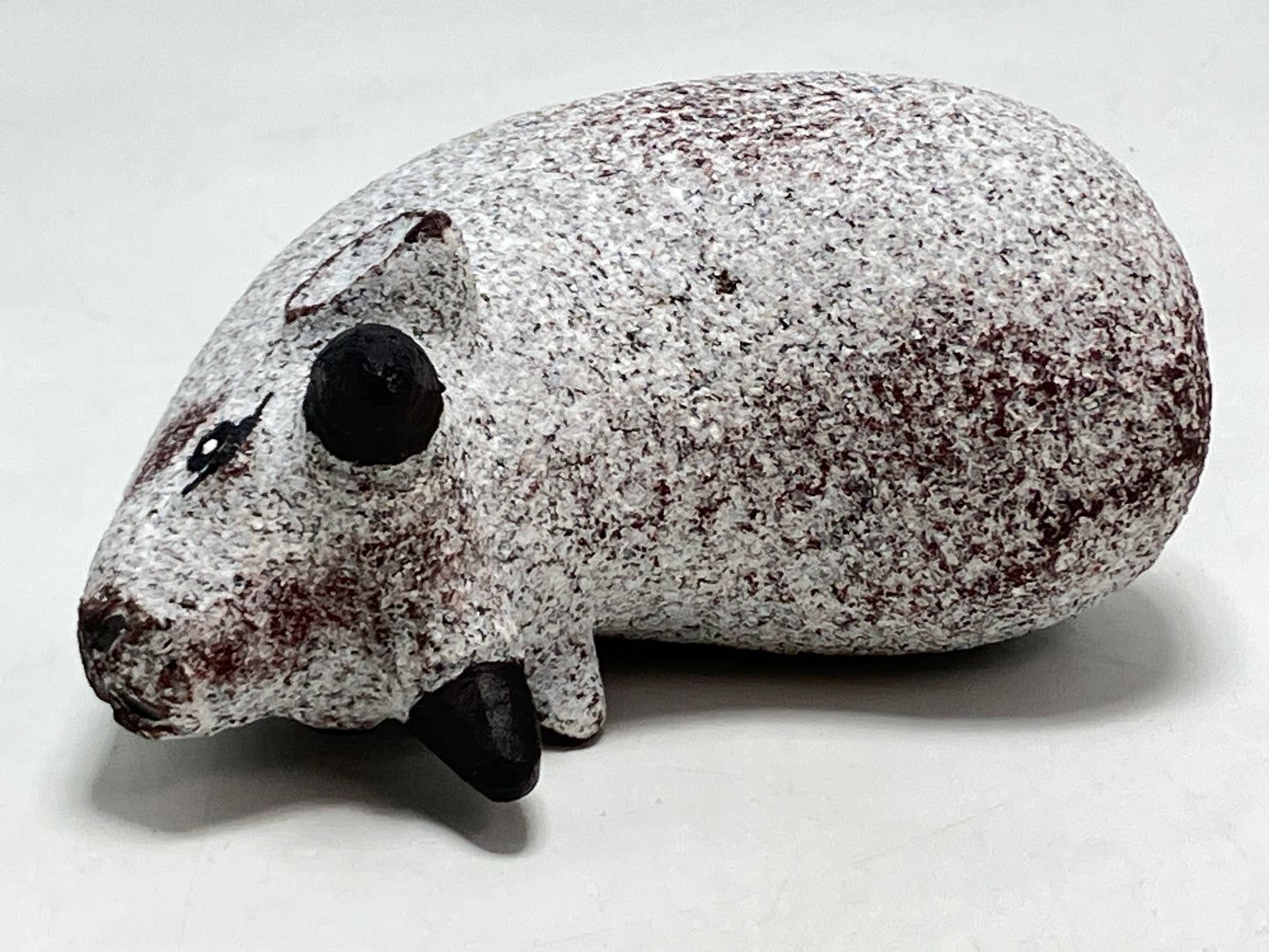 Small Gray Cow Figurine Granite Stone Sculpture Handmade Japan