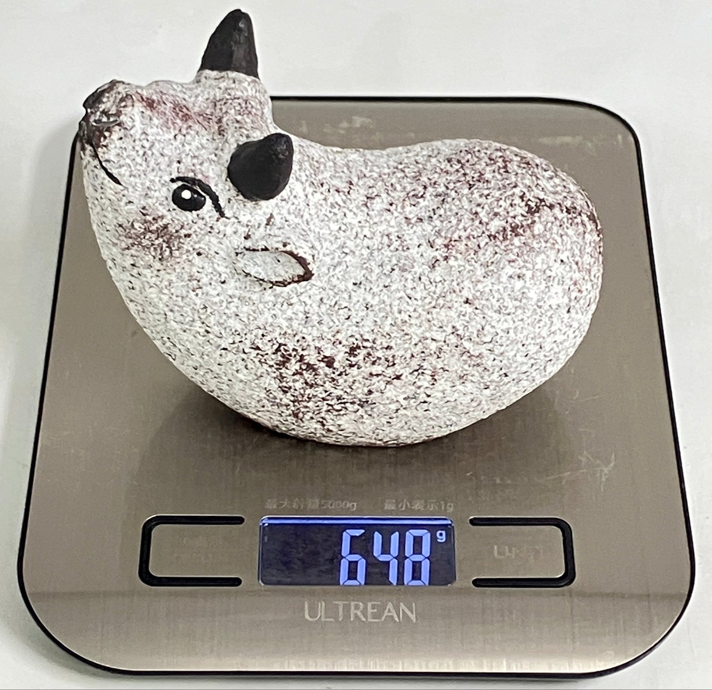 Small Gray Cow Figurine Granite Stone Sculpture Handmade Japan