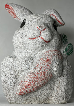 Small Gray Rabbit Figurine Granite Stone Sculpture Handmade Japan