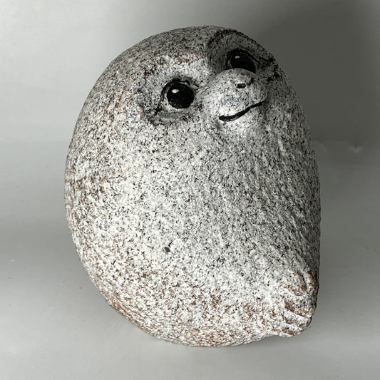 Small Gray Monkey Figurine Granite Stone Sculpture Handmade Japan