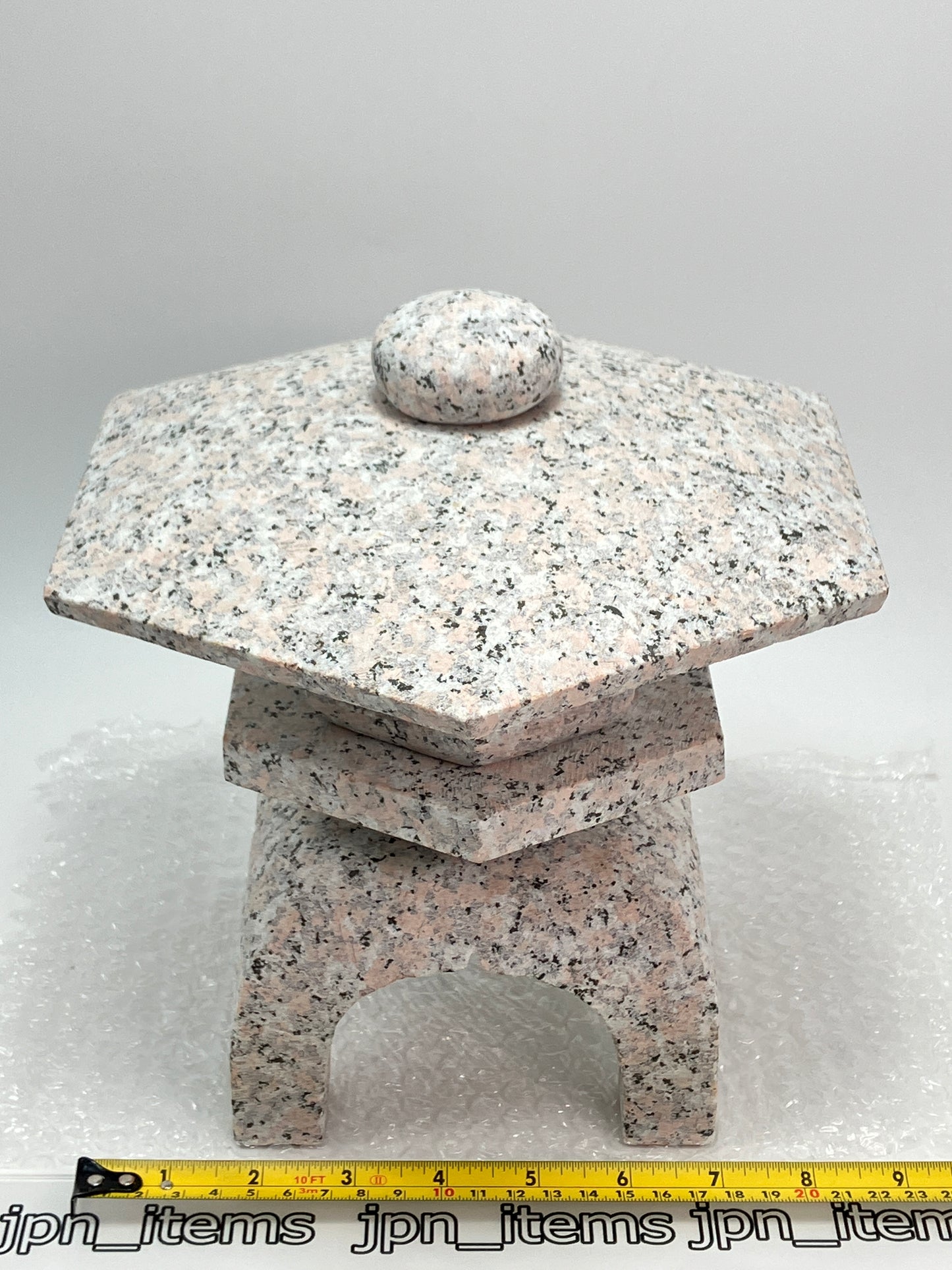 Pink Gray Stone Lantern Tourou Miniature Granite Japanese Garden Ornament Statue