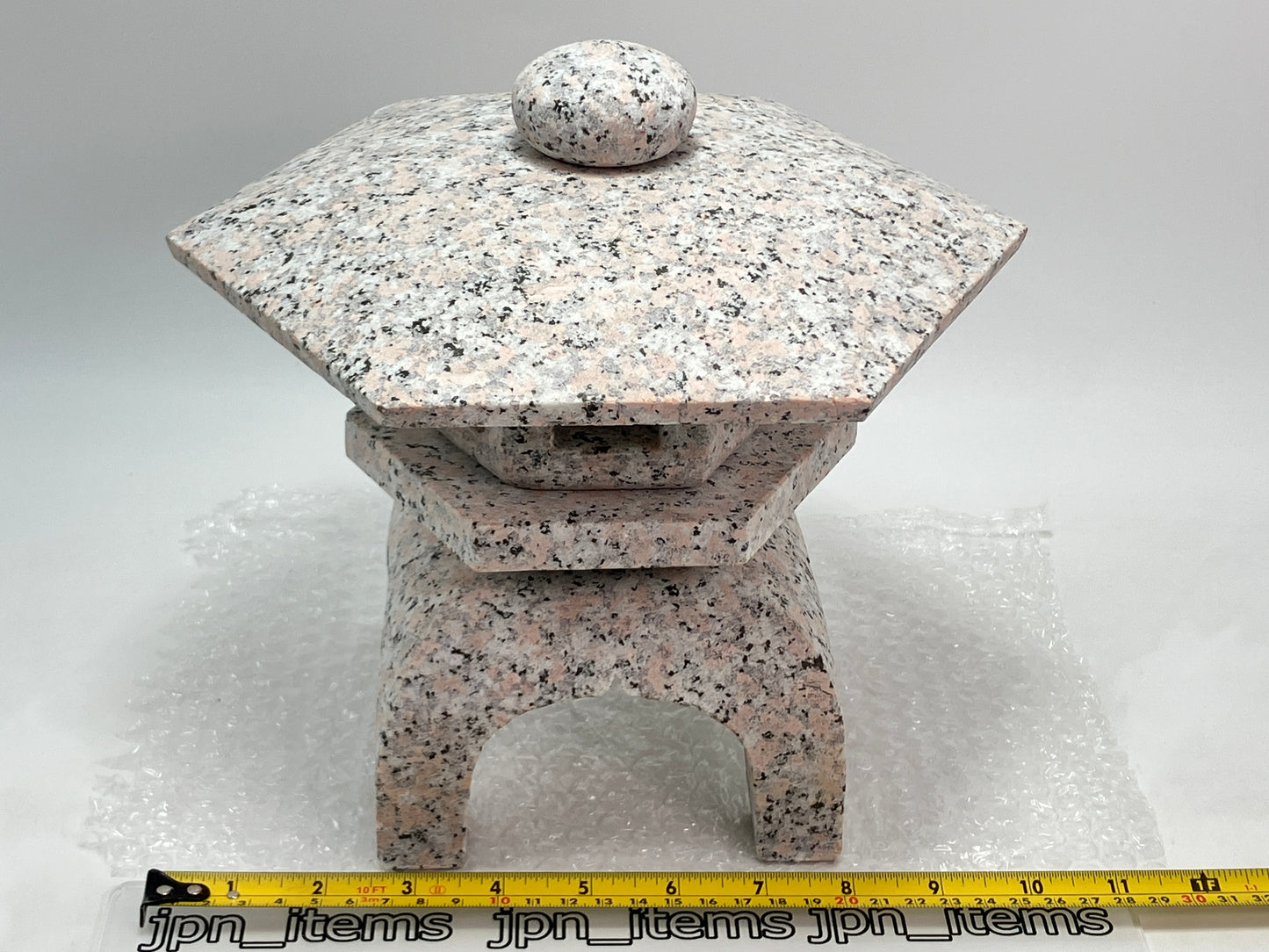 Pink Gray Stone Lantern Tourou Miniature Granite Japanese Garden Ornament Statue