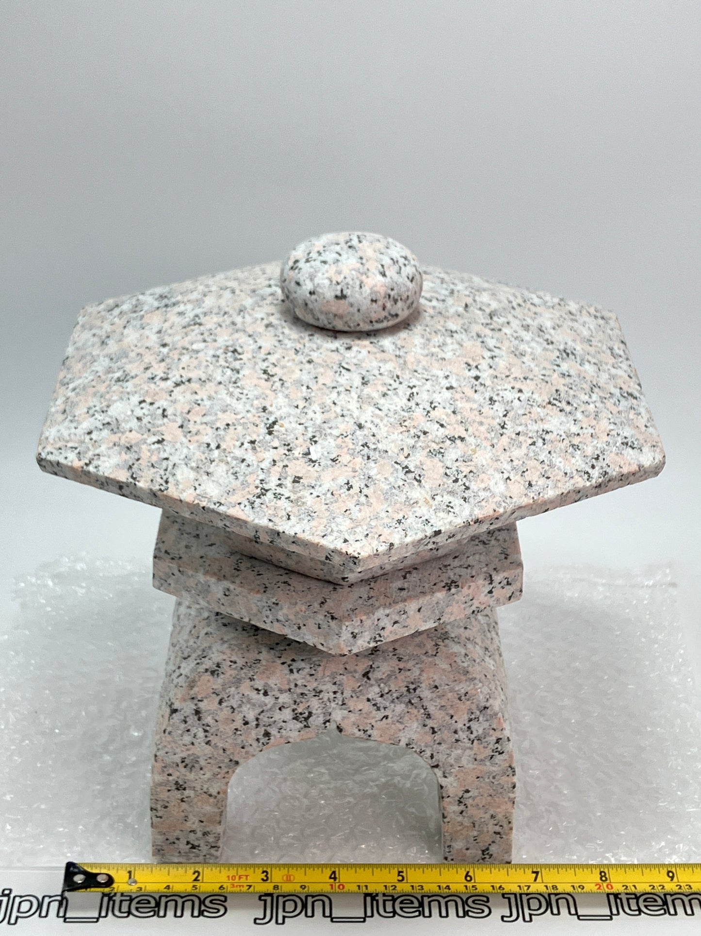 Pink Gray Stone Lantern Tourou Miniature Granite Japanese Garden Ornament Statue