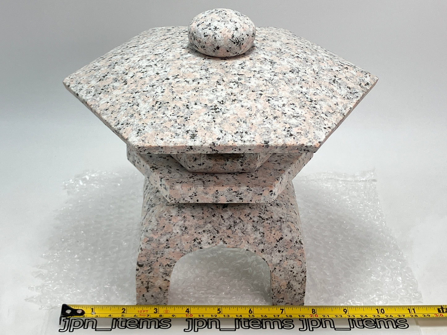 Pink Gray Stone Lantern Tourou Miniature Granite Japanese Garden Ornament Statue