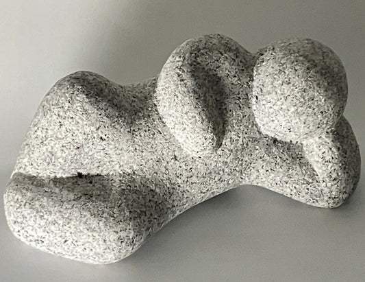 Lying Person Gray Granite Stone Sculpture Stick Figure Handmade Japanese Garden