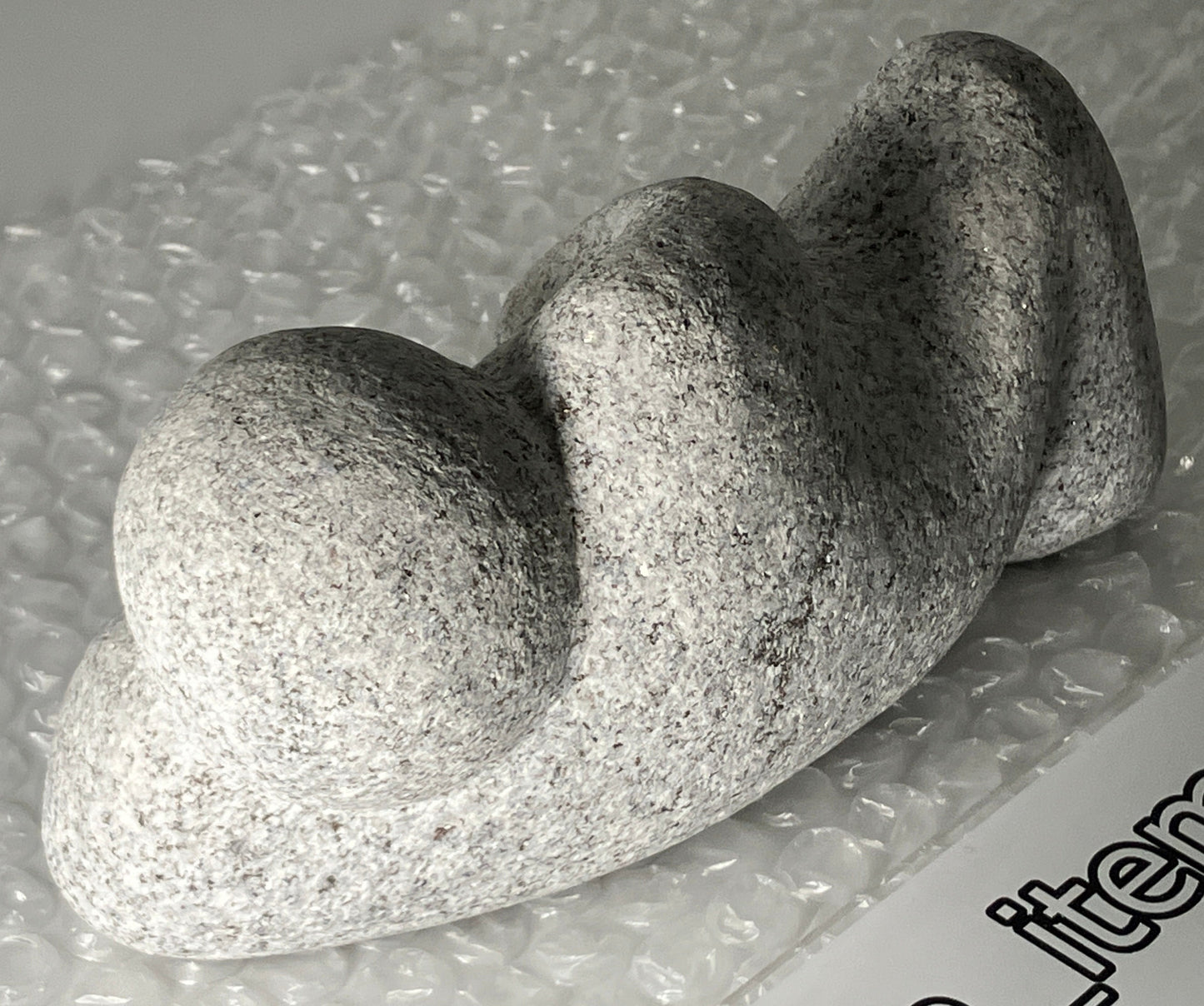 Lying Person Gray Granite Stone Sculpture Stick Figure Handmade Japanese Garden