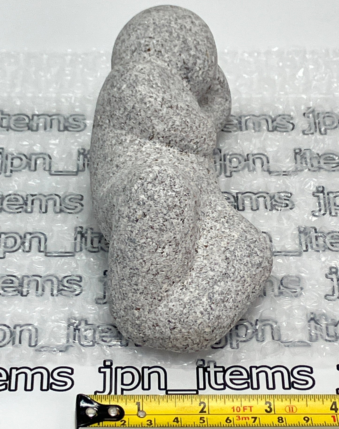 Lying Person Gray Granite Stone Sculpture Stick Figure Handmade Japanese Garden