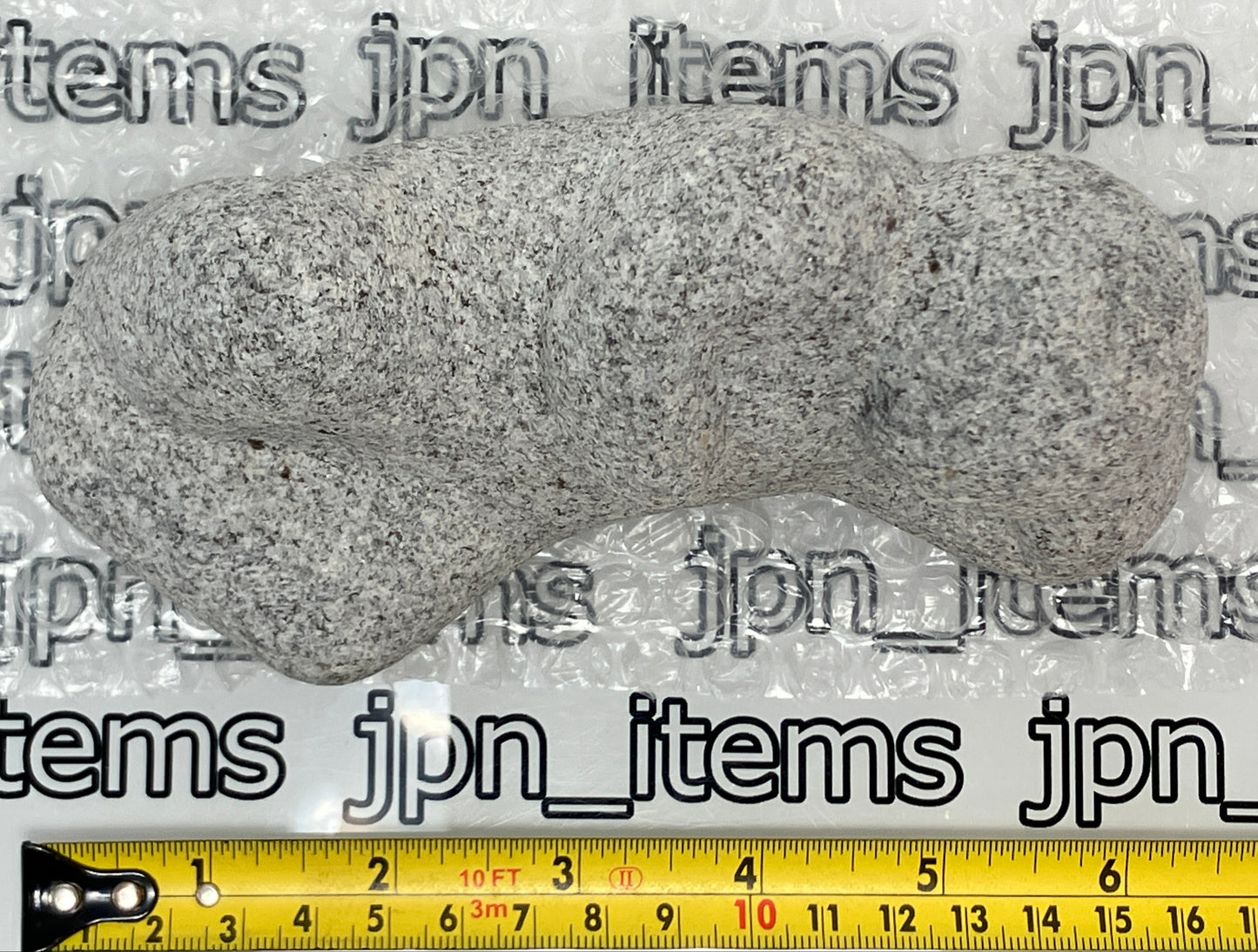Lying Person Gray Granite Stone Sculpture Stick Figure Handmade Japanese Garden