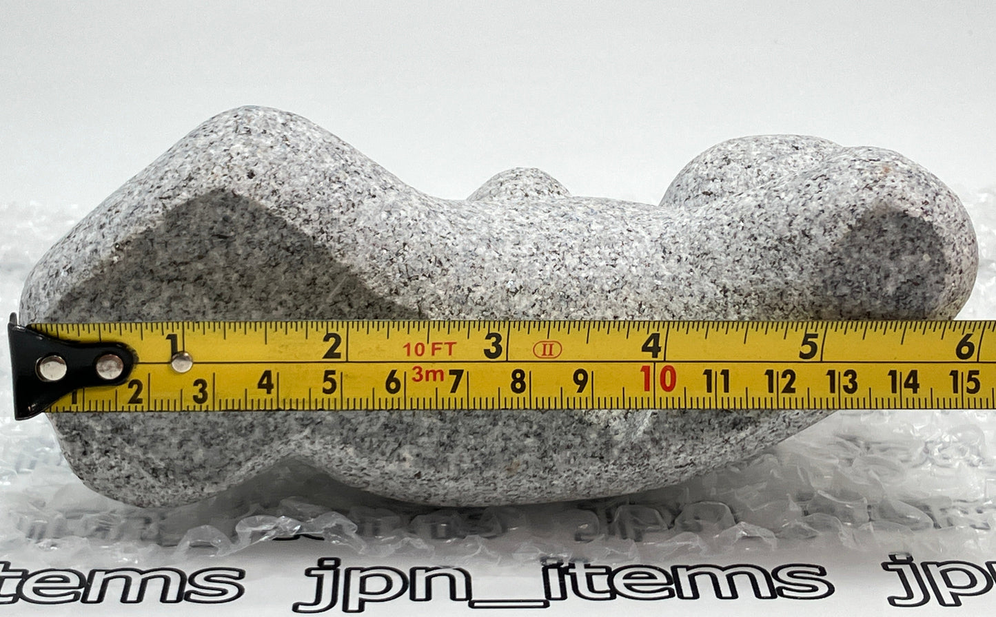 Lying Person Gray Granite Stone Sculpture Stick Figure Handmade Japanese Garden