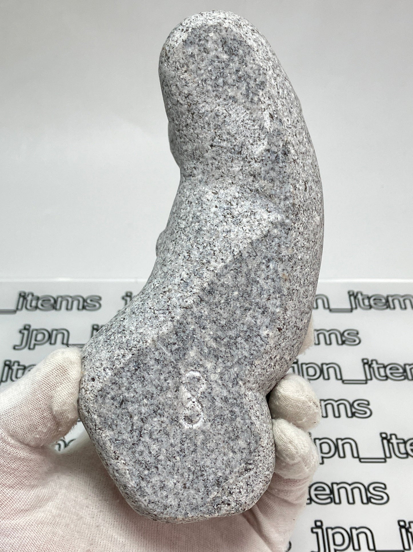 Lying Person Gray Granite Stone Sculpture Stick Figure Handmade Japanese Garden