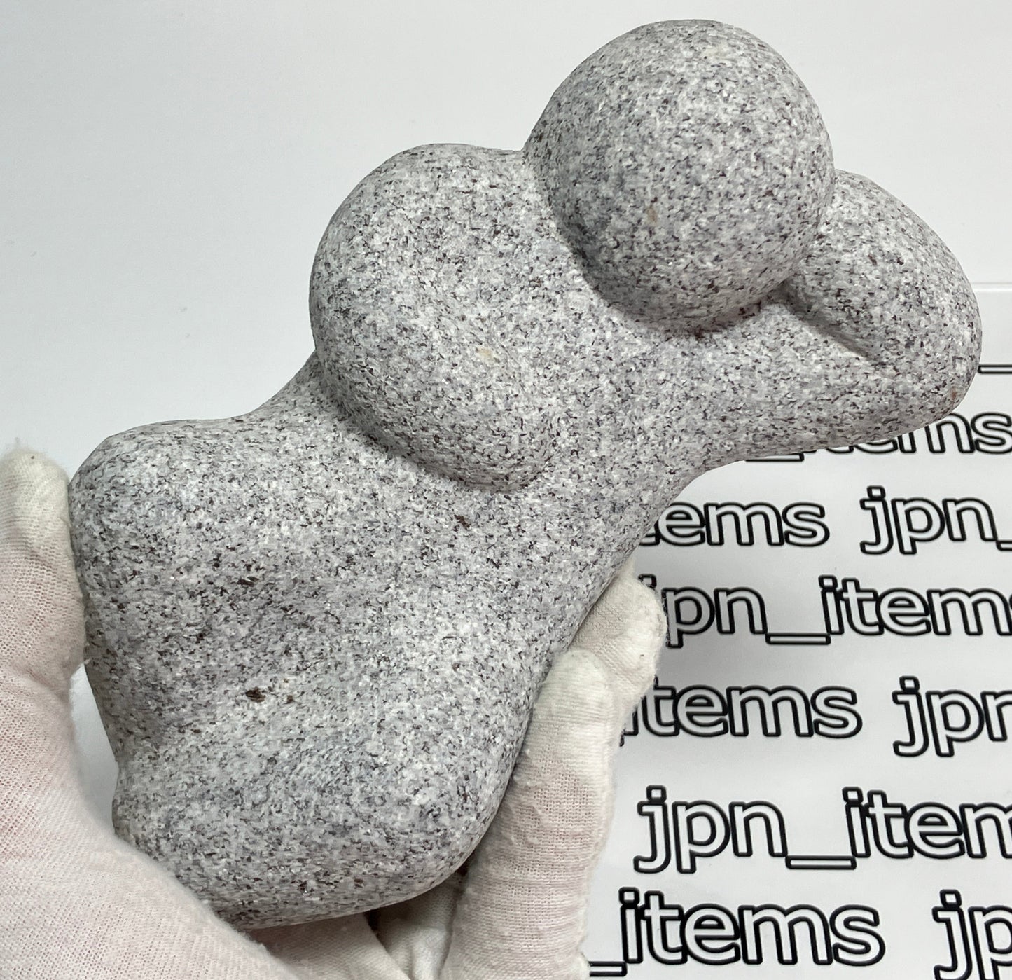 Lying Person Gray Granite Stone Sculpture Stick Figure Handmade Japanese Garden