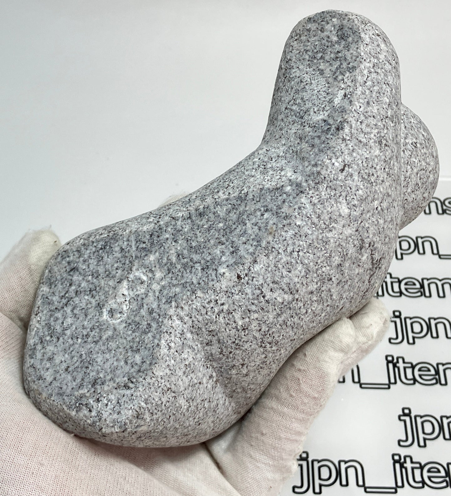 Lying Person Gray Granite Stone Sculpture Stick Figure Handmade Japanese Garden
