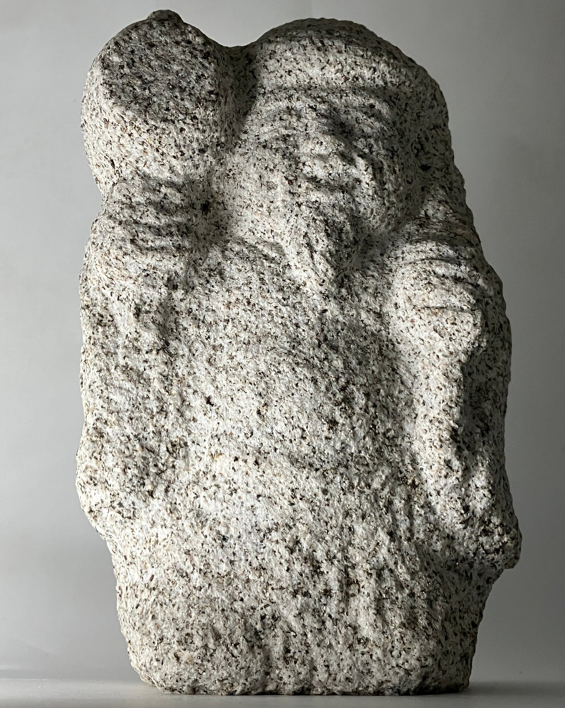 Daikokuten Jizo Gray Granite Stone Sculpture