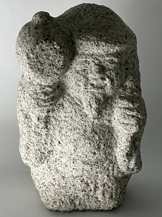 Daikokuten Jizo Gray Granite Stone Sculpture