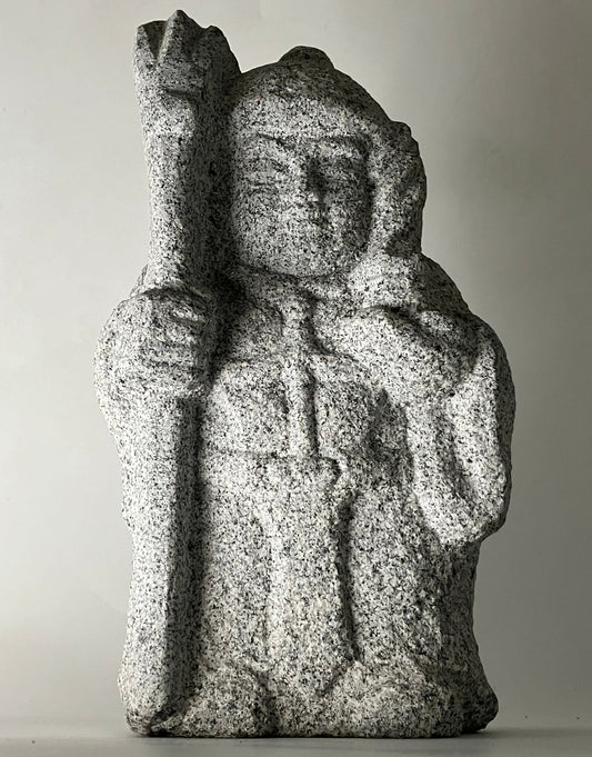 Bishamonten Gray Granite Stone Sculpture 