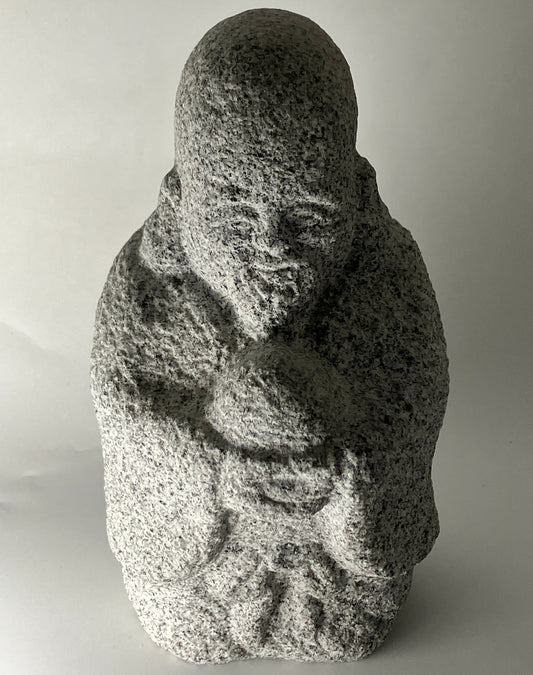Fukurokuju Gray Granite Stone Sculpture