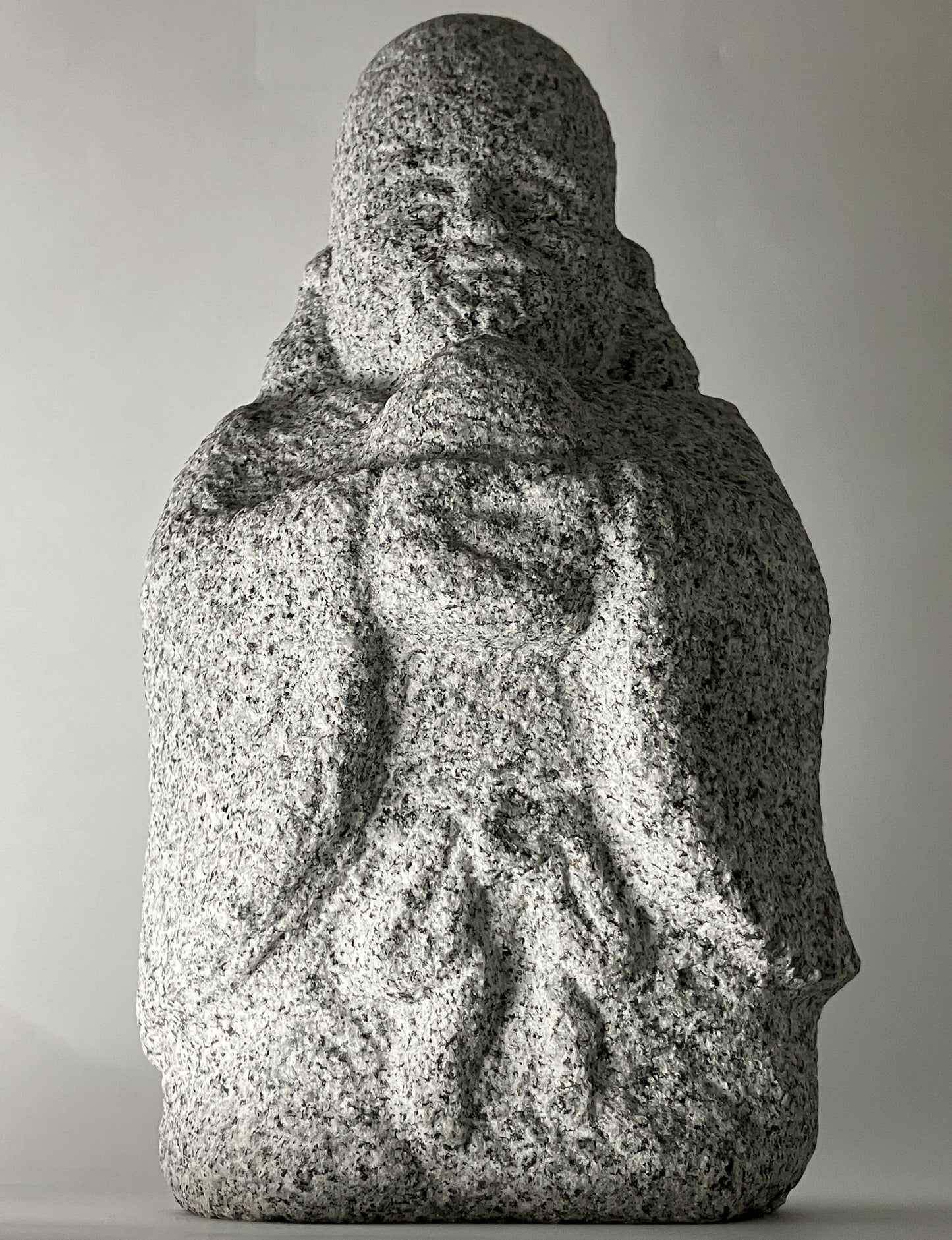 Fukurokuju Gray Granite Stone Sculpture