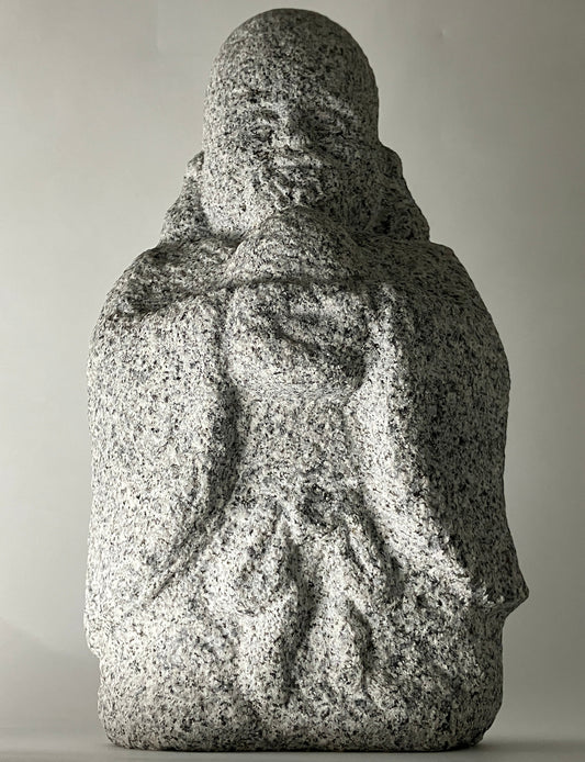 Fukurokuju Gray Granite Stone Sculpture